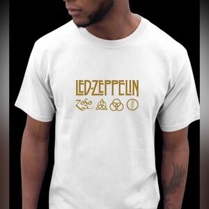 Led Zeppelin Logo Graphic Classic White T-Shirt - Iconic Symbols Unisex
